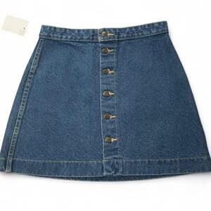 NWT American Apparel Mini Denim Jean Button Up Skirt Cottagecore Preppy M